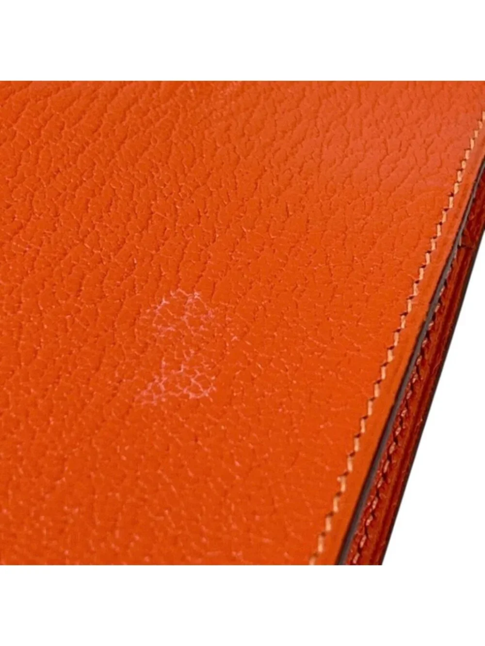 Hermes Vespa Pouch Garet Case Chevre Mysore Leather Orange Silver